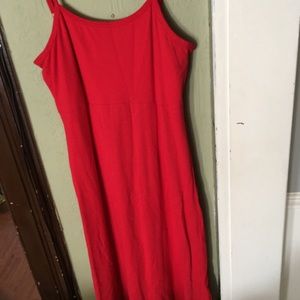 Red maxi spaghetti strap dress w/ built in bra